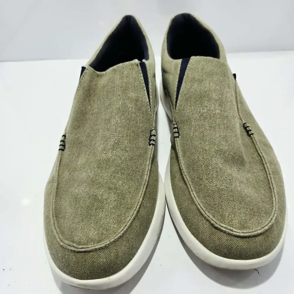 OrthoComfoot Loafers Size 14 Khaki Canvas Slip-on Shoes